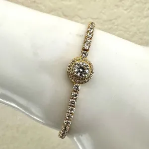 Gold tone rhinestone adjustable bracelet thumbnail 1