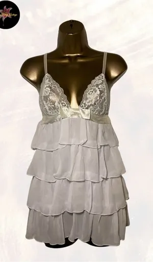 Dreamgirl Bridal Bliss Chiffon Tiered Babydoll Chemise thumbnail 1