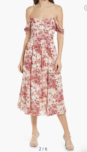 Reformation Violet Floral Midi Dress thumbnail 2