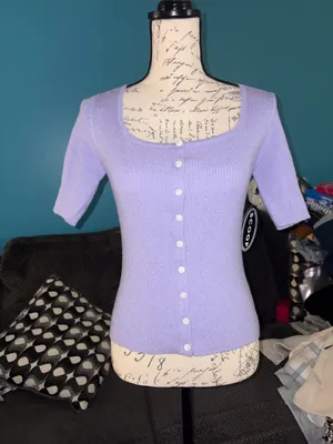 NWT Scoop Square Neckline Cardigan Sweater, XS thumbnail 5