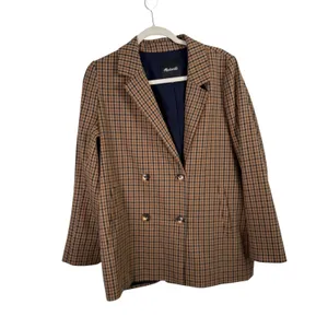 Madewell Caldwell Double Breasted Blazer Desert Check Dark Academia Womens Large thumbnail 2