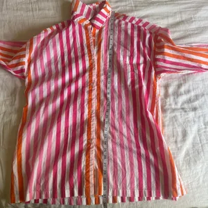 Beach Riot Revolve Alexa Pink Orange Stripe Cotton Button Down Swim Cover Up thumbnail 7