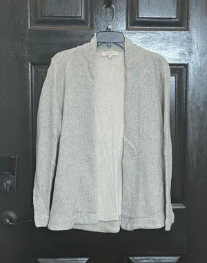 Loft Light Gray Open Front Cardigan Sweater Medium thumbnail 1