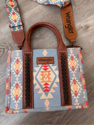 Wrangler Aztec Blue Western Tote Bag Crossbody Purse thumbnail 2