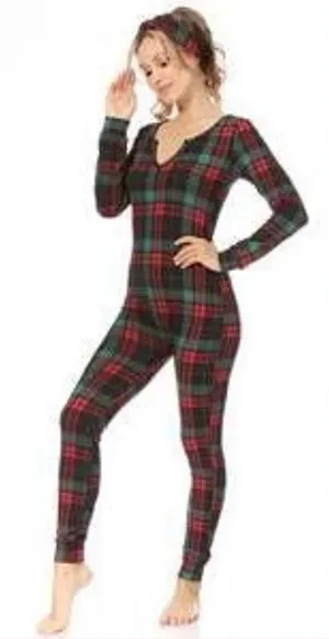 Shosho Women’s Checkered Gingham Red Long Sleeve Pajamas Medium thumbnail 1