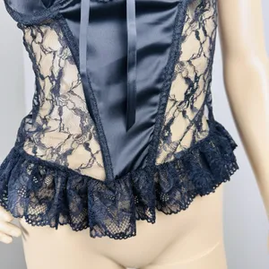 NWT PLT Black Lace Corset Top - Size‎ 2 Hook & Eye Closure thumbnail 4
