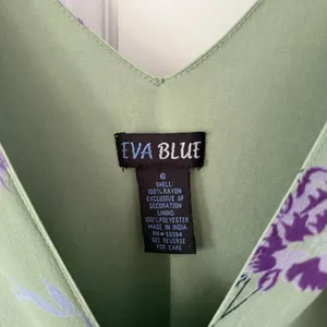 vintage 90s/y2k fairy boho Eva Blue green & purple beaded floral midi dress sz 6 thumbnail 3