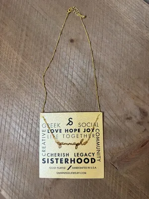 Gamma Phi Beta Gold Tone Script Necklace Pendant New NWT thumbnail 2