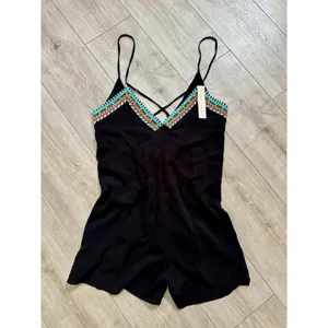 NWT Nanette Lepore Tribal Beat Romper Black Swim Coverup Size S‎ thumbnail 3