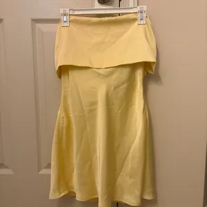 Beginning Boutique Dress Mini Yellow Satin Dress thumbnail 3