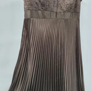 Badgley Mischka Evening Gown Dress Size 8 Brown Pleated Empire Waist Lace Bodice thumbnail 9
