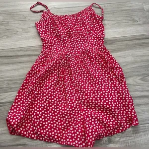 Hollister Floral Print Romper Smocked Open Back With Pockets size small thumbnail 3