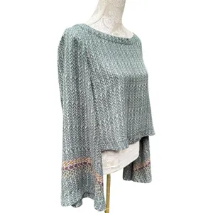 Free People Stars Align Sage Green Bell Sleeves Crop Blouse M Boho Festival Sz M thumbnail 5
