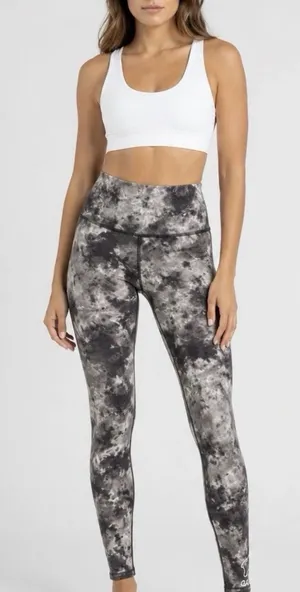 ivory ella Black & Gray Marble Tie-Dye Leggings thumbnail 1
