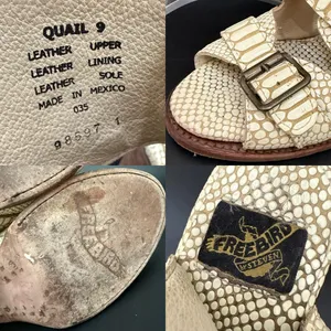 FREEBIRD by Steven Quail Ivory Textured Snake Leather Buckle Gladiator Sandals 9 thumbnail 16