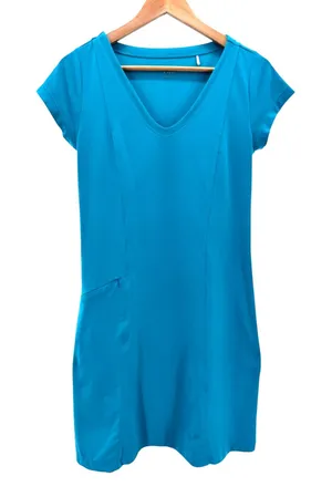 Toad & Co Womens Blue‎ Outdoor Athletic Zip Pocket Short Sleeve Dress Medium thumbnail 1