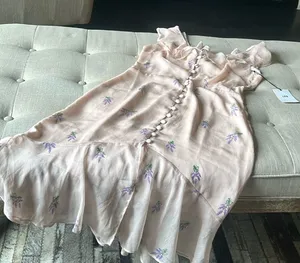 NWT LPA The Label Revolve Pink Ruffle Lavender‎ Floral Maxi Dress Size Medium thumbnail 1