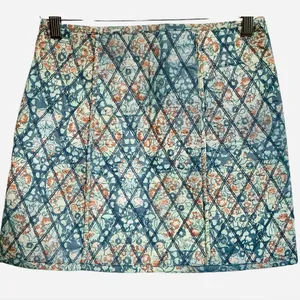 FREE PEOPLE Quilted Darla‎ Floral Print Blue Mini Skirt Patch Pockets Boho XS thumbnail 5