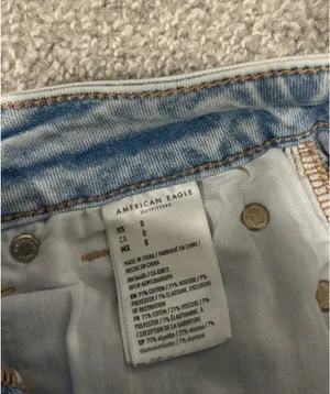 American Eagle Next Level Stretch Denim Jean Shorts High-Rise Light Wash thumbnail 5