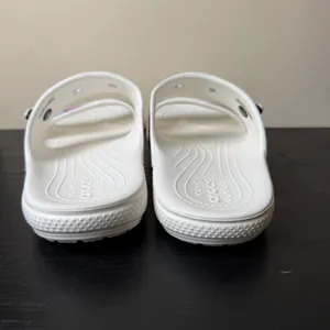 Crocs Classic Tie Dye Sandals White Multi Color Double Strap Slides Womens 11 thumbnail 3