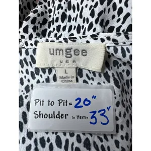 Umgee Women's Romper Black White Print V Neck Short‎ Sleeve Size L thumbnail 3