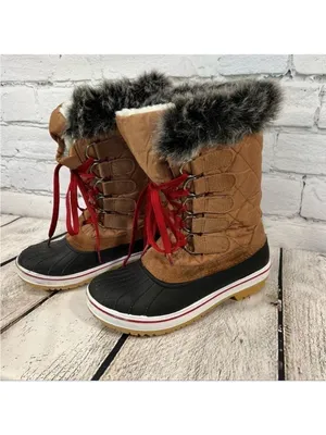 Wild Diva Womens Round Toe Faux Fur Lined Lace Up Mid-Calf Rain Boots Size 6 thumbnail 2