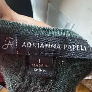 Adrianna Papell Green Cable Knit Pullover Sweater – Size L thumbnail 6