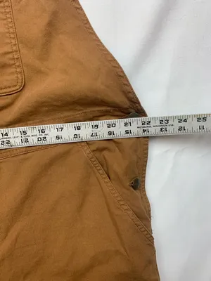 Carhartt women's size XL short loose fit Duck Canvas Bib Overalls thumbnail 6