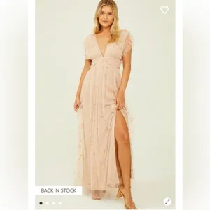 Altar'd State Tulle maxi dress ruffle flutter sleeve glitter stars formal sparkly vneck aster thumbnail 12