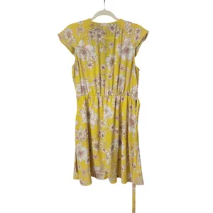 Catherines Charming Charlie Women's Yellow‎ Wrap Floral Ruffle Dress, Large thumbnail 5