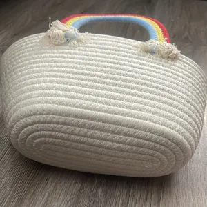 Rainbow Handle Tote Purse White thumbnail 6