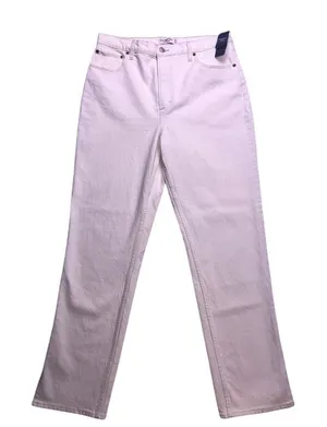 Abercrombie & Fitch 90s Straight Jeans‎ Womens 32/14R White NEW Ultra High Rise thumbnail 1