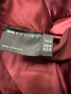 Asos Design Curve Burgundy Satin Mini Dress Tie Waist High Neck Womens Size 18 thumbnail 7