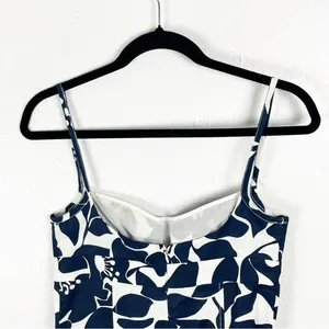 J. CREW 100% Linen Blue White Floral Spaghetti Straps Lined Dress 4 Preppy Boho thumbnail 6