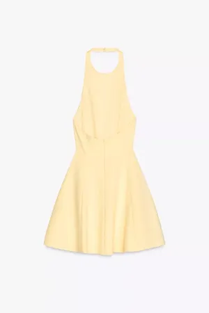 Zara mini halter dress butter yellow evening party wedding dress thumbnail 7