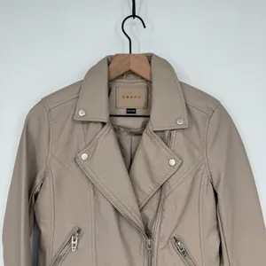 Blank Nyc Life‎ Changer Moto Jacket Womens Small Beige Leather Asymmetrical Zip thumbnail 4