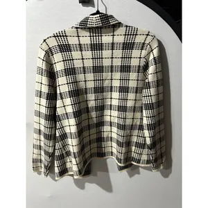 SIONI Women's Medium Plaid Knit Cardigan‎ Sweater Shawl Collar Pocketed thumbnail 7