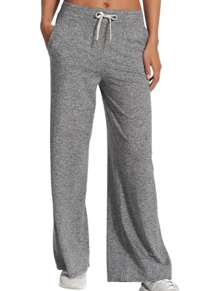 Vuori Pants Halo Essential Wide Leg DreamKnit Pockets Mid Rise Heather Grey L thumbnail 1