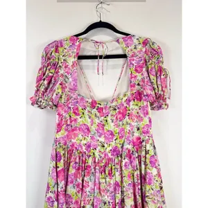For Love & Lemons Mini Dress Paulina Silk Floral Corset Puffed Coquette Medium thumbnail 8