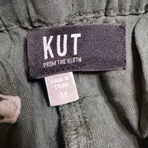 Kut from the Kloth Rosalie Relaxed Drawstring Pant Olive Green Linen Blend M NEW thumbnail 7
