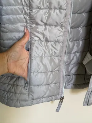 Abercrombie & Fitch Silver Gray Hooded Puffer Jacket Size S Lightweight thumbnail 11