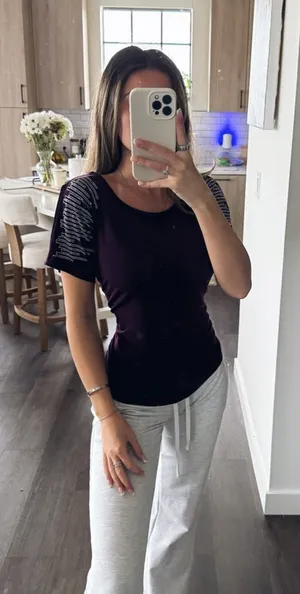 Espresso Purple Sequin Short Sleeve Blouse (Size Small) thumbnail 1