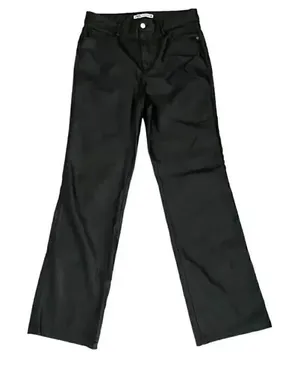 ZARA Faux Leather Pants Black High Waisted Straight Leg SZ 8 #1120 thumbnail 1