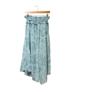 Intimately Free People Blue Floral Smocked Wide Leg Gauze Pants Medium thumbnail 4