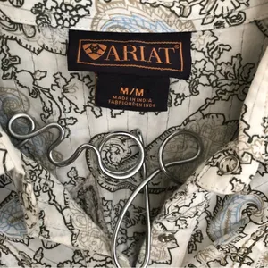 Ariat paisley w/Silver threads long sleeve Pearl Snap western shirt M thumbnail 3
