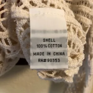 Rebellion NEW Cream Cotton Crochet Long Sleeve Sweater M thumbnail 7