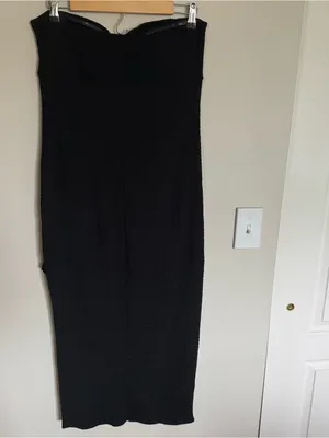 Wild Fable Strapless Twist Detail Knit Tube Midi Bodycon Dress Black Size L thumbnail 7