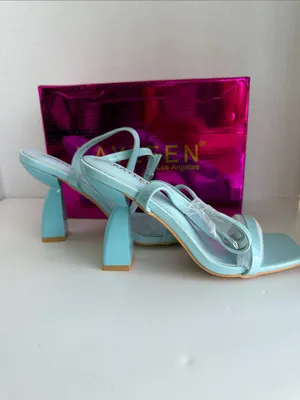 KAYLEEN By Los Angeles Pastel Blue Strappy Block Heel Sandals thumbnail 7