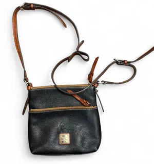 Dooney & Bourke Pebbled Leather‎ Crossbody Bag Black Brown Adjustable Purse thumbnail 1