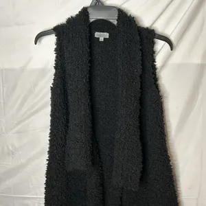 Joseph A. Women black Front Knit Sleeveless Open cardigan vest Size large thumbnail 2